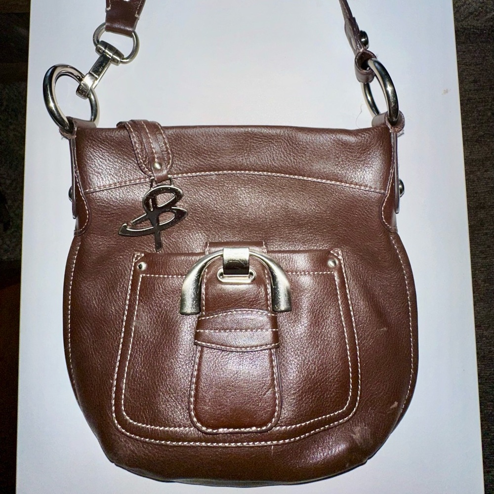 B. Makowsky Brown Leather Crossbody Purse